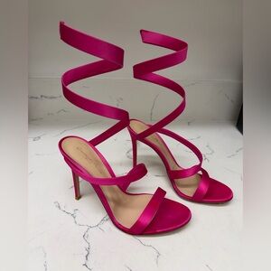 Gianvito Rossi Pink Satin Lace-Up Heels – Size 40.5 (US 9.5) – Made in Italy